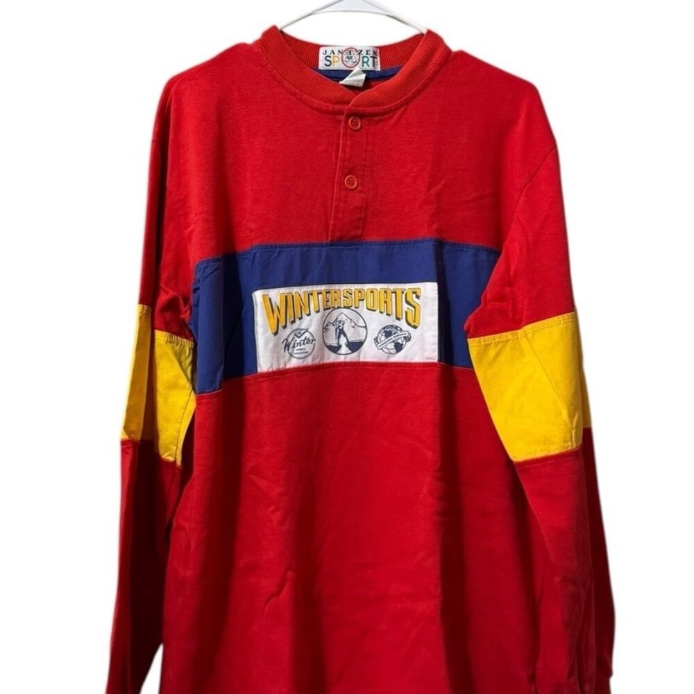 Jantzen Men Long Sleeve‎ Shirt Size XL Cotton Wintersports Classic USA Made VTG